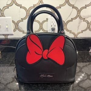 Black and Red Minnie Mouse Bow Handbag